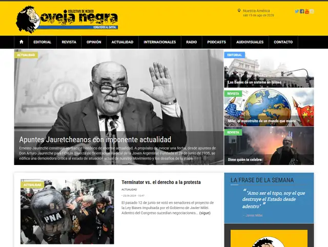Portada del portal Oveja Negra Medios, hecho con DigiPress