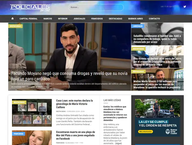 Portada del portal Policiales Online, hecho con DigiPress